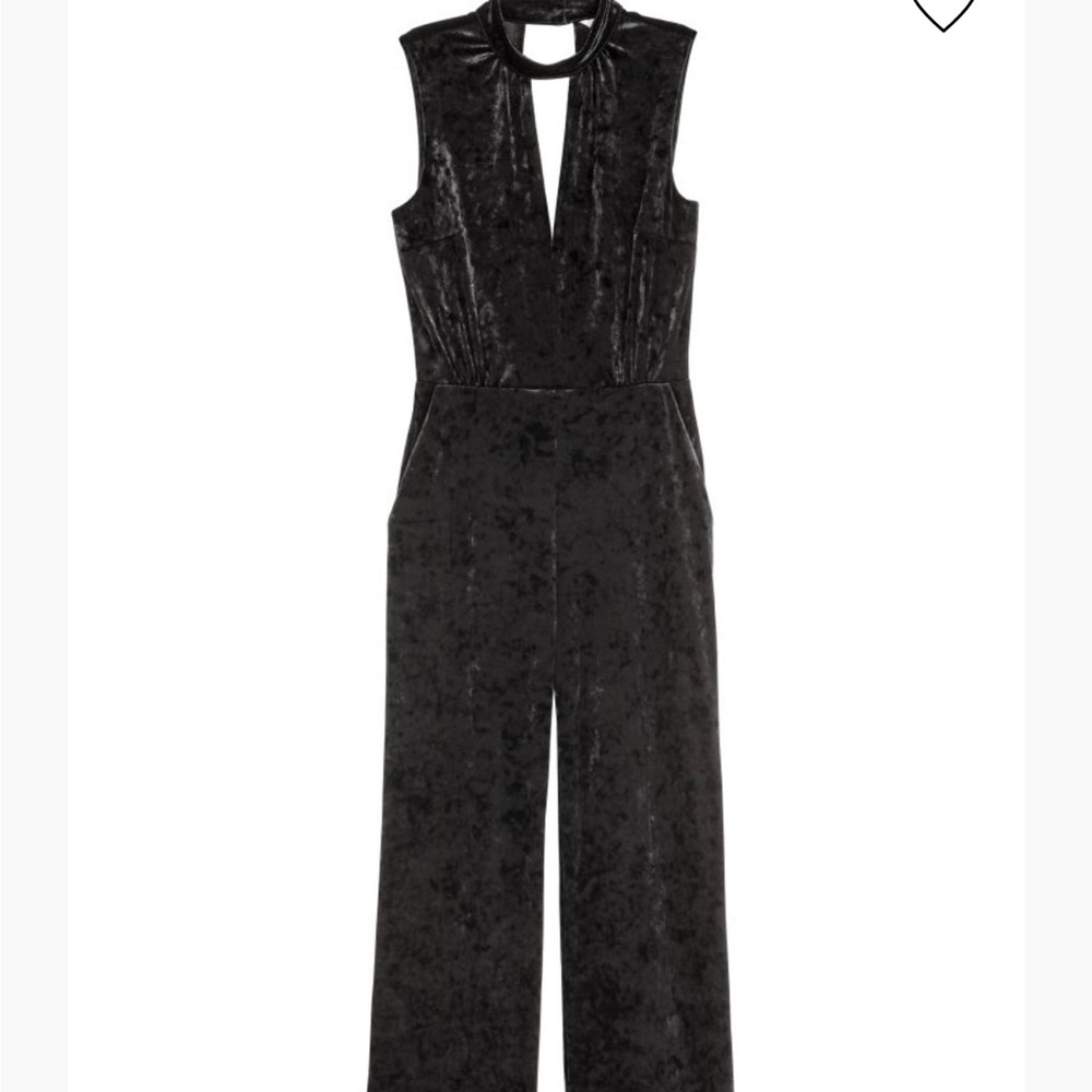 NWT H&M Black Velour Jumpsuit Wide Leg